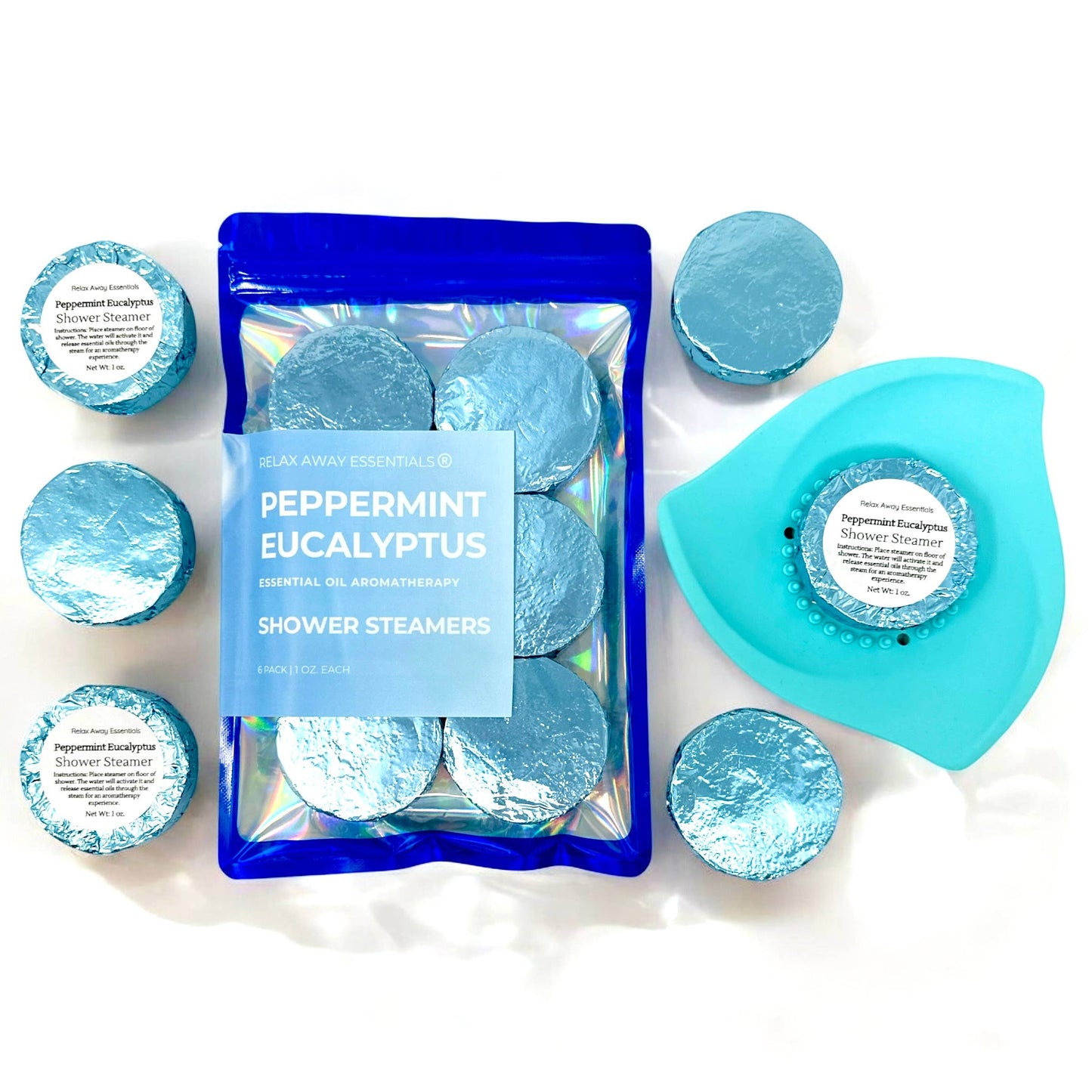 Peppermint Eucalyptus Shower Steamers 6 Pack - Made in USA