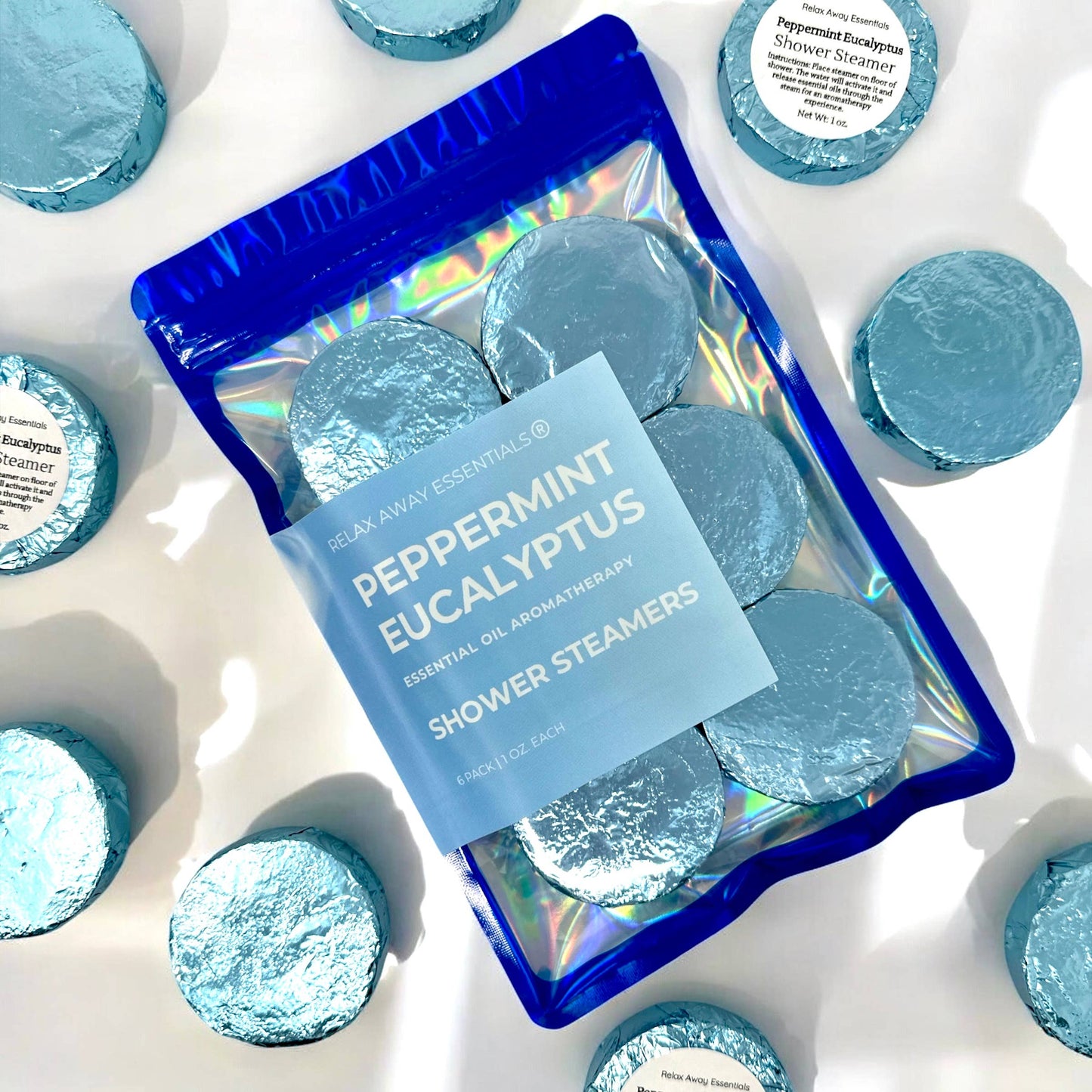 Peppermint Eucalyptus Shower Steamers 6 Pack - Made in USA