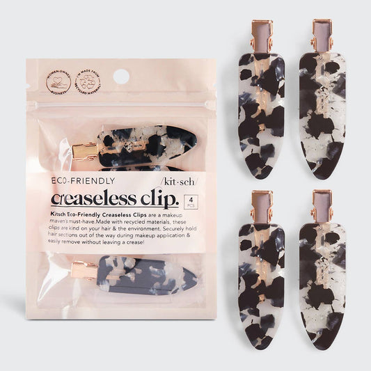 Eco-Friendly Creaseless Clips 4pc Set - Black Terrazzo