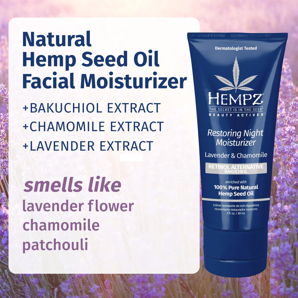 Hempz Restoring Night Moisturizer Lavender & Chamomile 3 fl. oz.