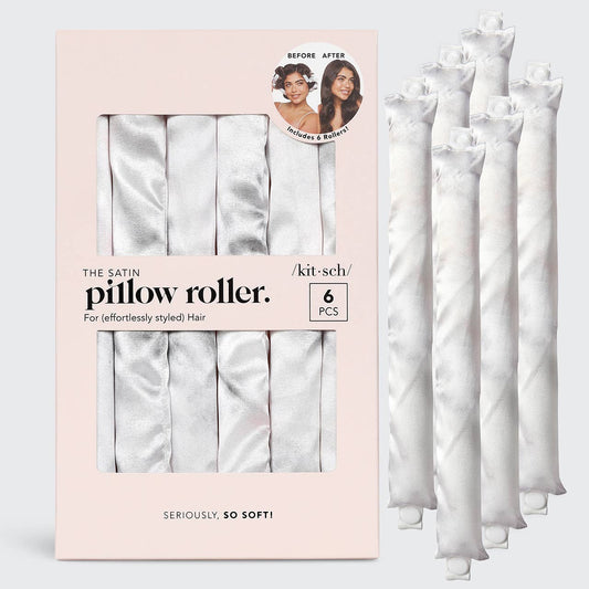 Satin Heatless Pillow Rollers 6pc- Soft Marble